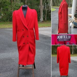 Vintage JOFELD Fortsmann Long Red Wool Jacket Coat
